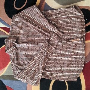 Big Men's Brown Flocked 4 X Long Sleeve Shirt